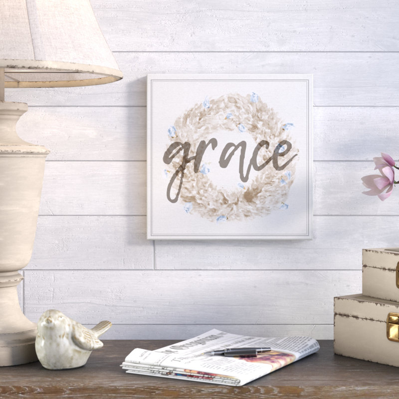 «Grace Floral Wreath», art mural, Toile, H 17 po x l 17 po x P 1,5 po