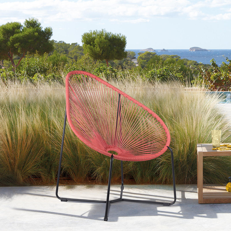 Chaise de patio avec coussins Champlost, Rouge brique
