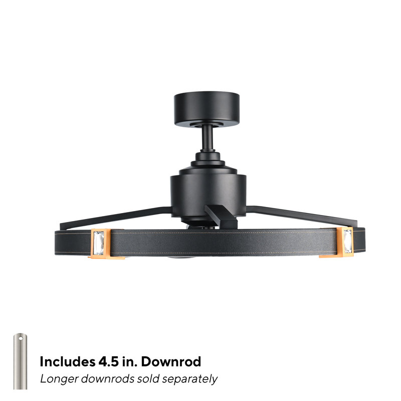 Atomic 1 Light Crystal LED Fandelier, Black Leather - Aged Brass