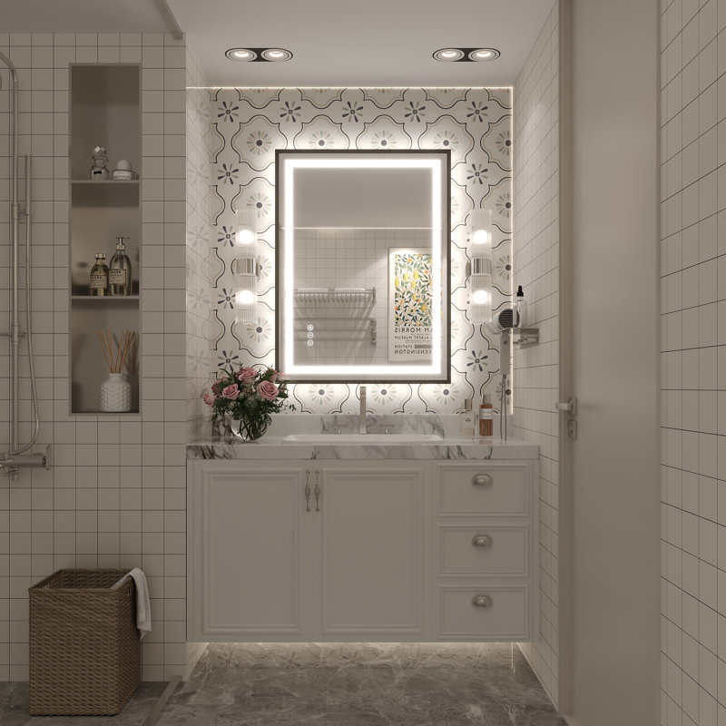 Miroir de salle de bain Molly Framelss, 32 po x 24 po, Noir