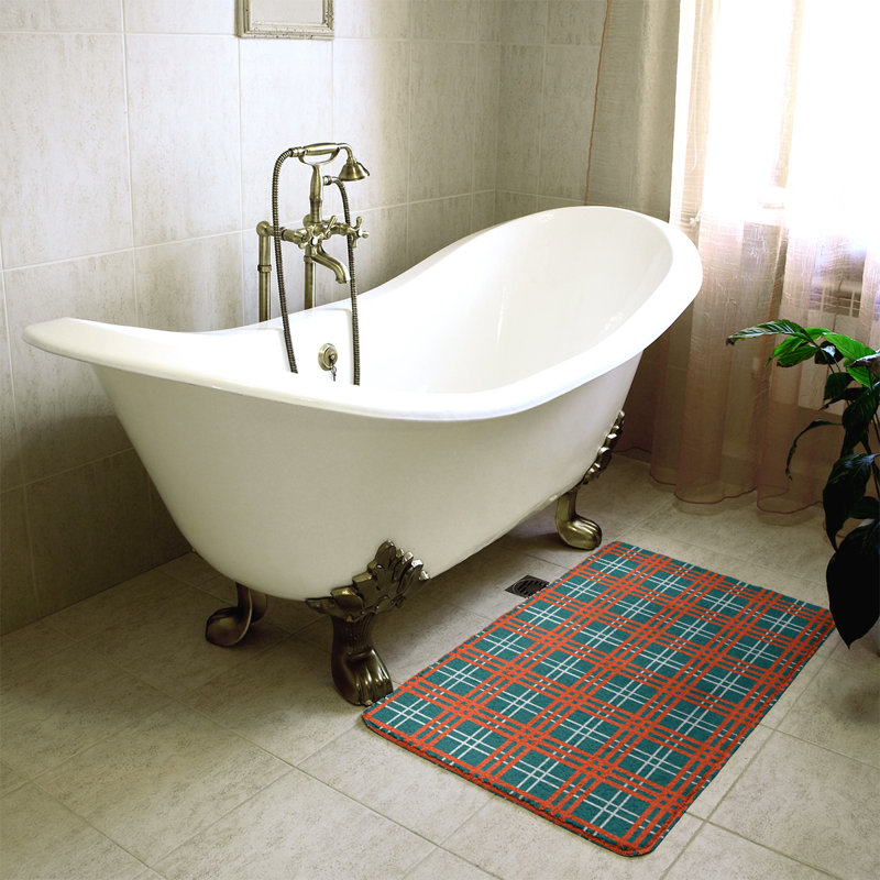 Memory Foam Non-Slip Bath Rug, 21" W x 34" L, Green/Brown