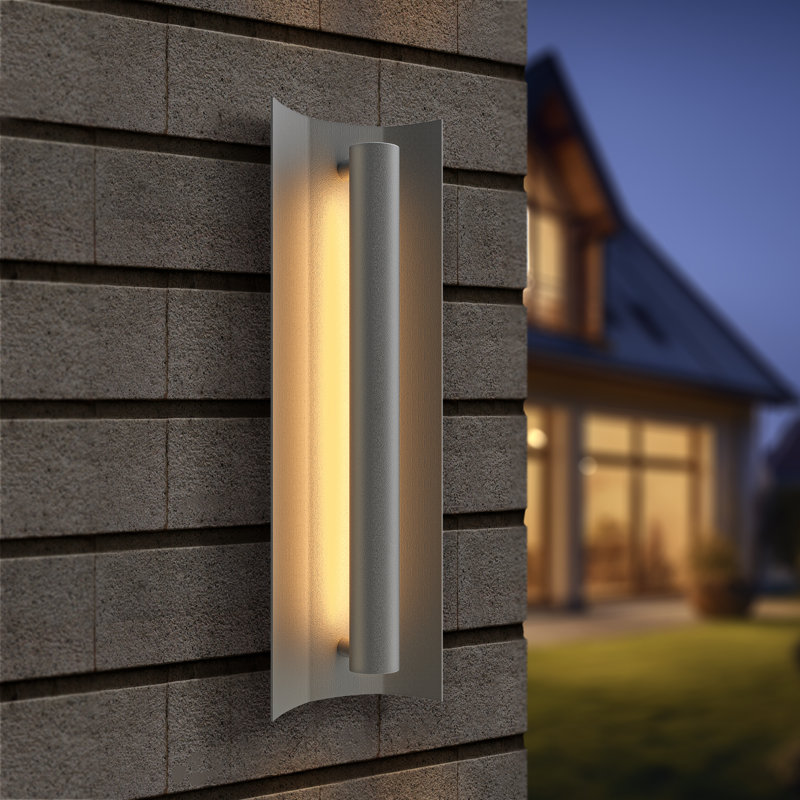 20''H Aluminum Led Outdoor Wall Lantern, Gray