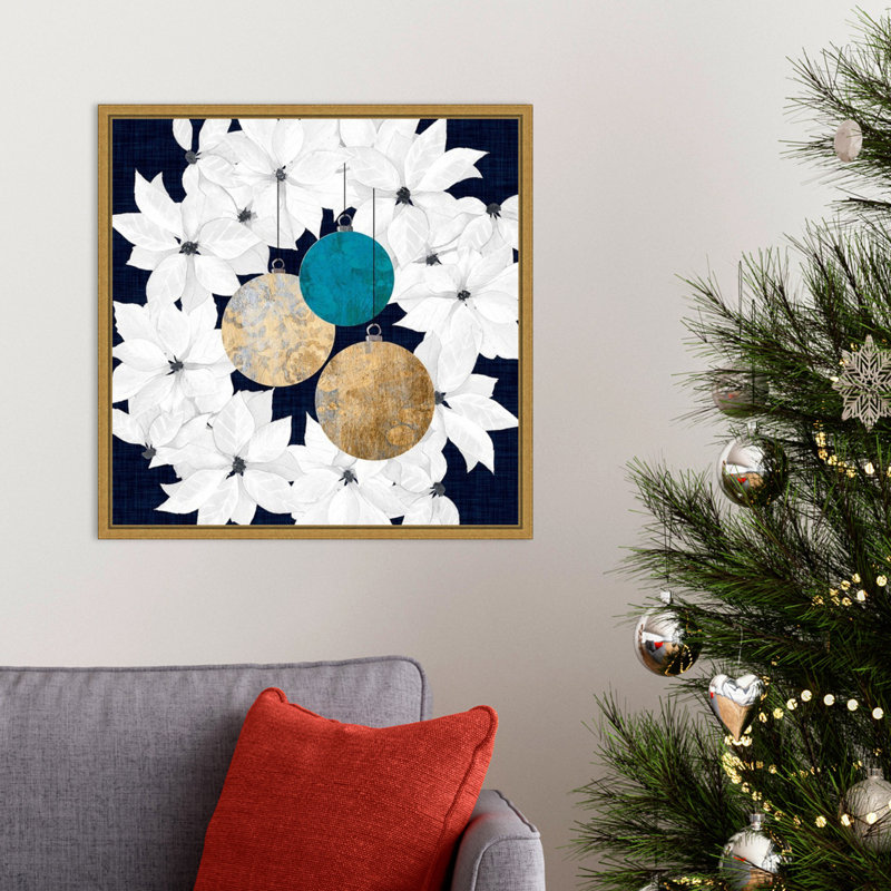 "Blue sophistiqué Christmas III" par Grace Popp, reproduction d'art sur toile encadrée, H 22 po x l 22 po