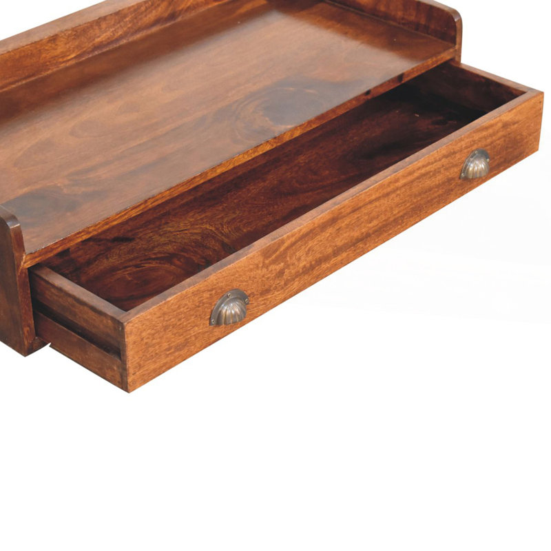 Wood Floating Circle Chestnut Bedside