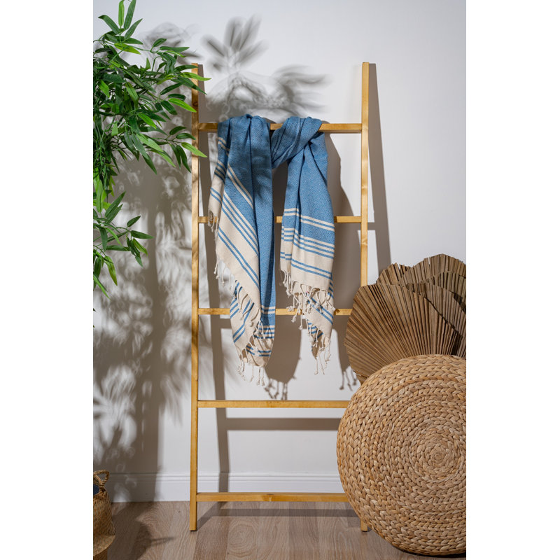 Serviette de plage de luxe Fouta, couleur royale, 35,4 x 67,0 pouces | 60% coton, 40% polyester, 180 g / m² | Lavable à la machine à 86 ° F | Parfait pour la plage, la piscine ou le spa, doux et absorbant, tissu à séchage rapide