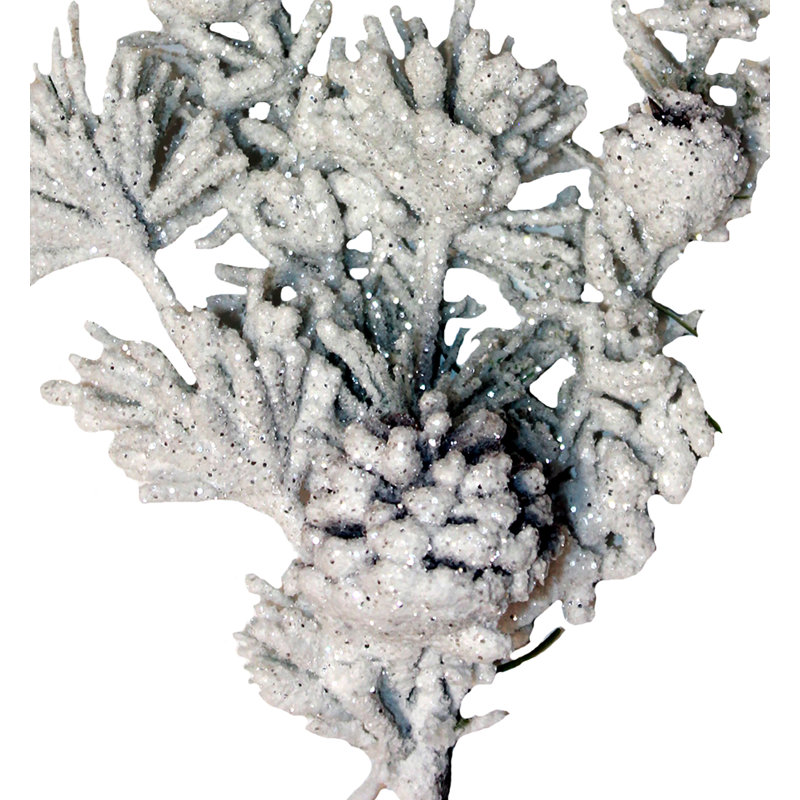 12" Artificial Snowy Pine Branch Christmas Pick