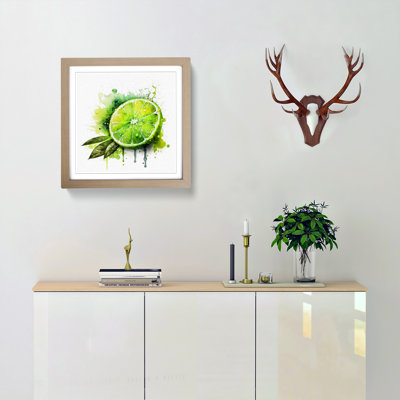Lime Fruit Watercolour - Single Picture Frame Print on Wood