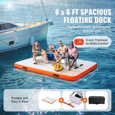 Tapis de quai flottant antidérapant avec échelle amovible et sac de transport portable