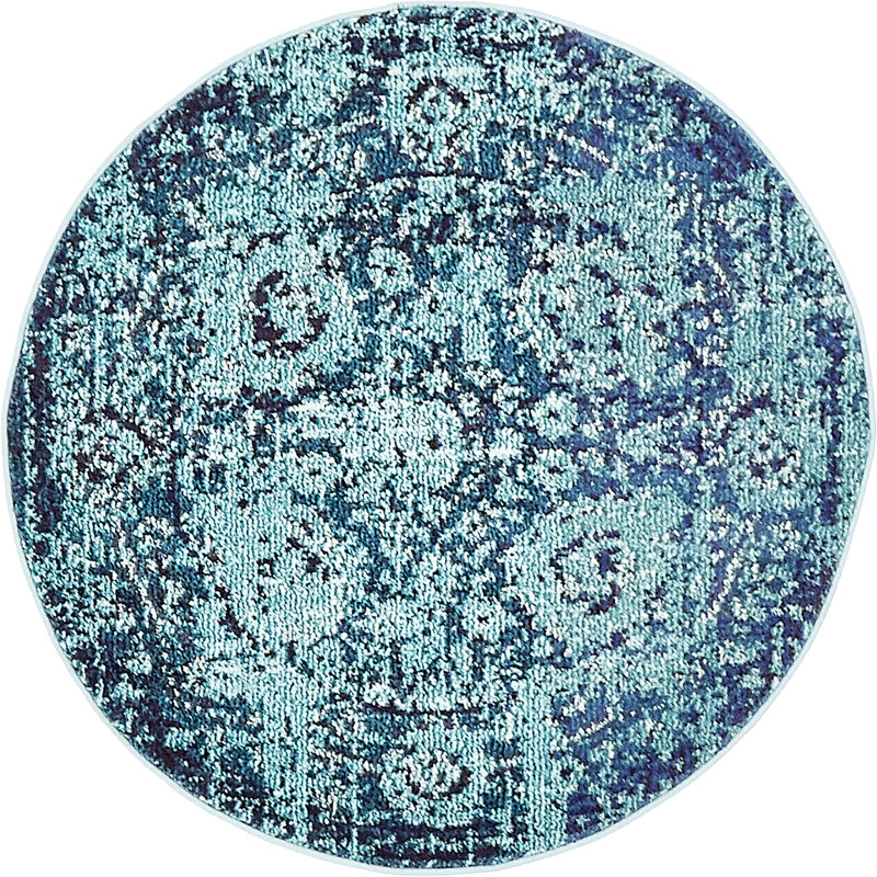 Tapis bleu ciel Colfin, Rond 3 pi 3 po