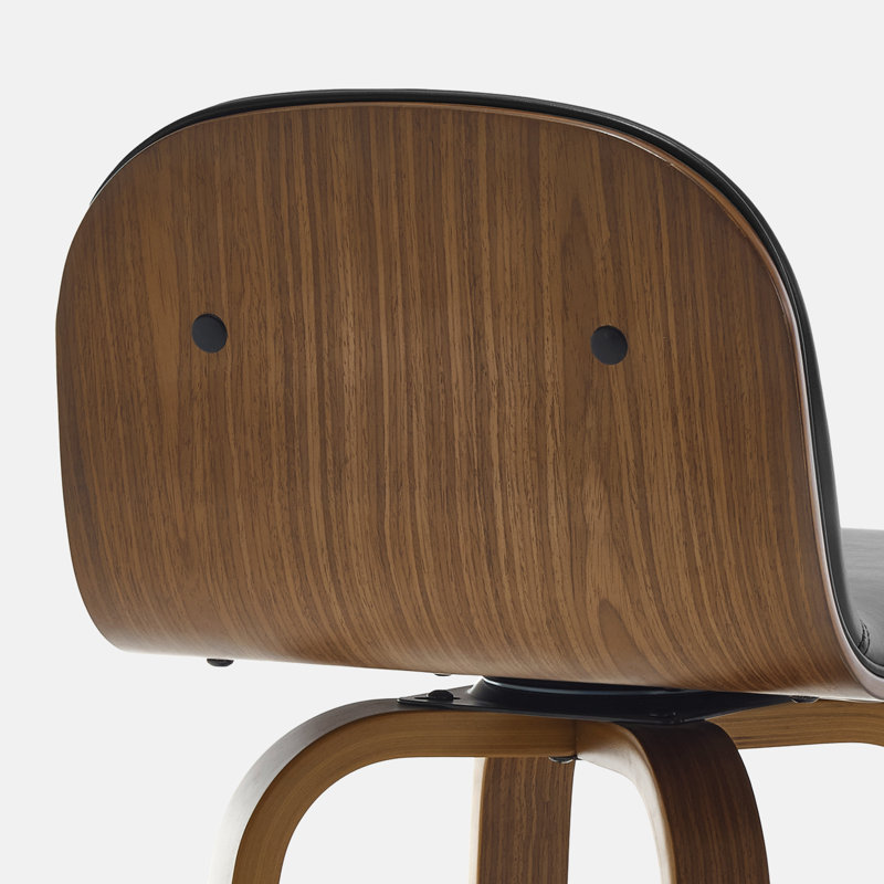 Tabouret de bar pivotant en noyer rembourré, Noir