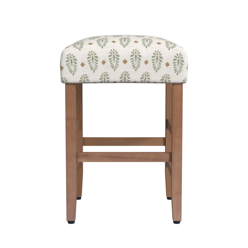 Tabouret de comptoir carré de 24 po de hauteur Proxima, Médaillon cachemire sauge, Naturel