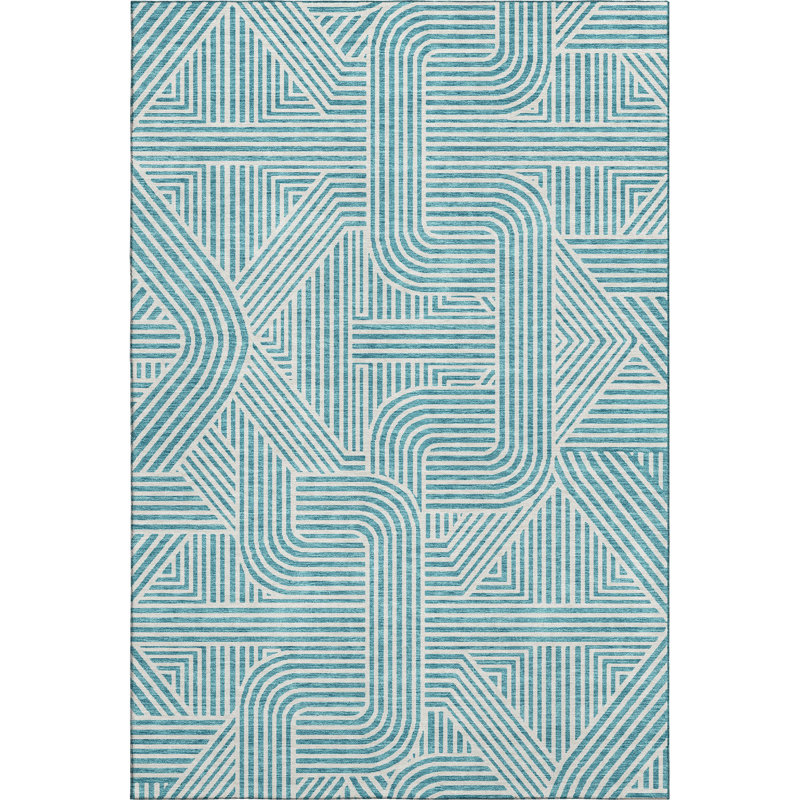 Premium Machine Washable Prisco Teal Rug, Rectangle 10' x 14'