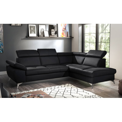 Italian Leather Sleeper Sectional with Pull Out Bed & Storage & Adjustable Headrests & Armrest Milan MADE IN EUROPE