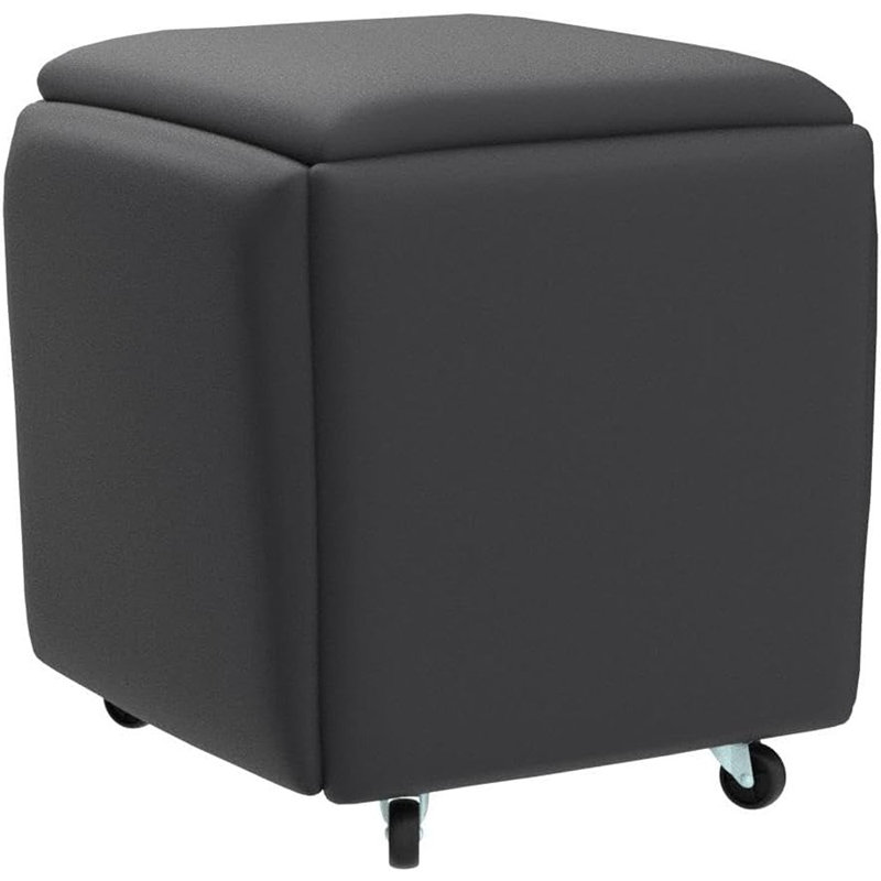 Fauteuil cubique avec repose-pieds, tabourets empilables, banc de repose-pieds carré en cuir, repose-pieds à roulettes pour le salon