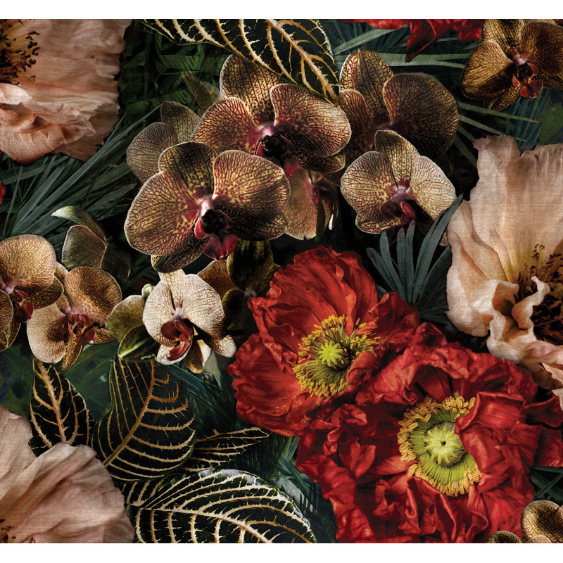 Rouleau de papier peint adhésif Bring On The Drama à motif floral l 20,5 po x L 18 po