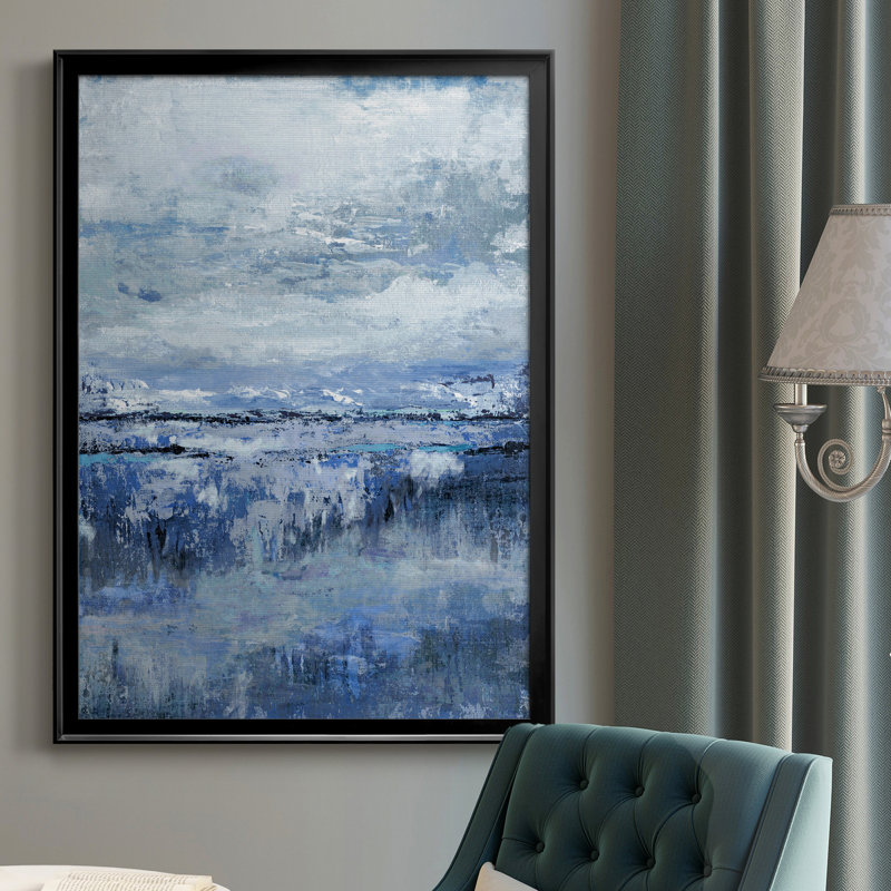 Indigo côtier - Peinture sur toile encadrée, H 26,5 po x l 36,5 po x P 1,5 po, Noir
