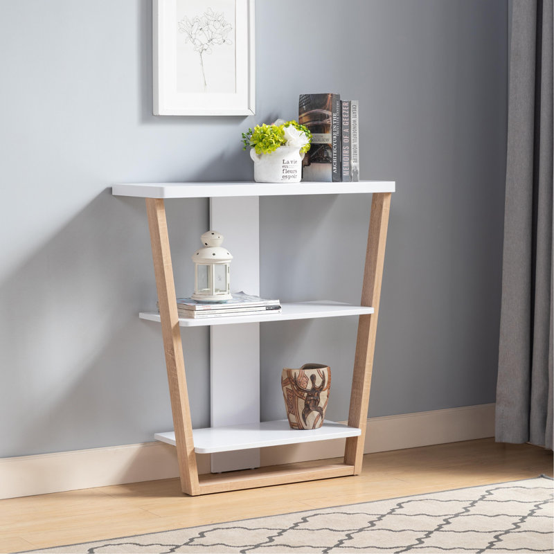 Console contemporaine avec trois tablettes ouvertes - blanc