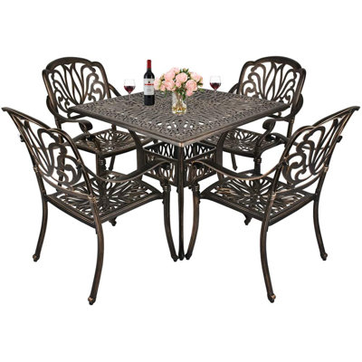 Leasure Square 4 - Person 35.5" Long Aluminum Dining Set by Fleur De Lis Living