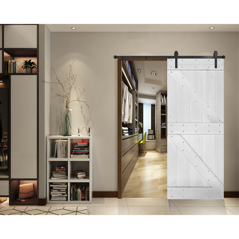 Porte de grange peinte 84 po 84 po, 36 po x 84 po, Blanc
