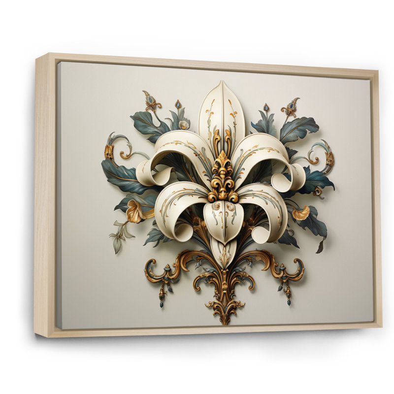 Fleur-De-Lis A Lilly Flower Ii - Symbols Wall Art, H 16 po x l 32 po x P 1 po, Cadre flottant érable