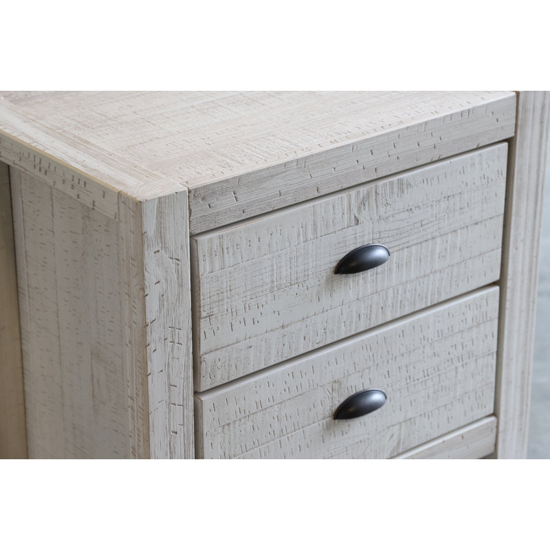 Montauk 24'' W Solid Wood Nightstand, Rustic Off-White