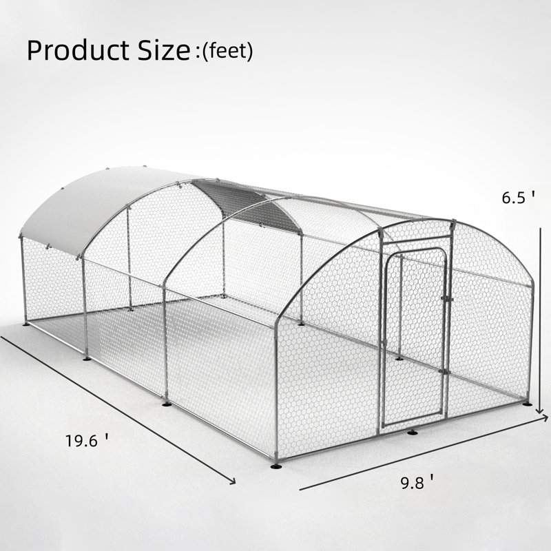 Poulailler avec basse-cour Ferras jusqu'à 8 poulets, H 78 po x l 235,2 po x P 117,6 po
