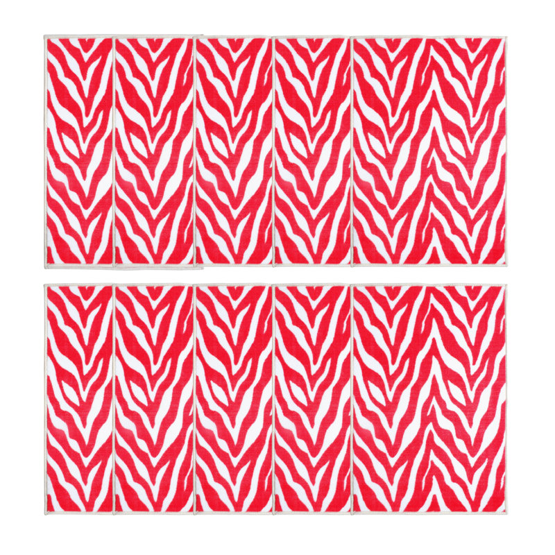 Ensemble de tapis touffetés en nylon rose / blanc Bhuri, Rectangle 1 pi 5 po x 2 pi 2 po