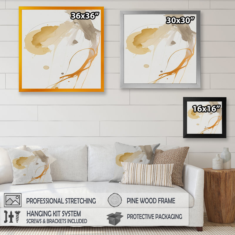 Touched By Mustard - Jaune et gris ultime - reproduction d'art sur toile, L 24 po x H 24 po