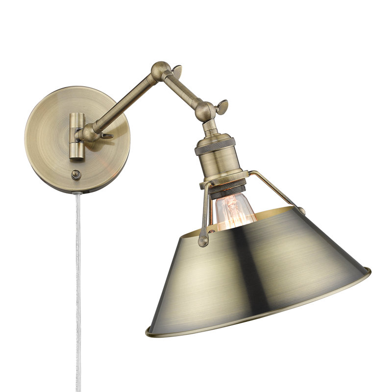 Lampe murale avec bras pivotant à 1 lumière Weatherford, Laiton vieilli, Laiton vieilli