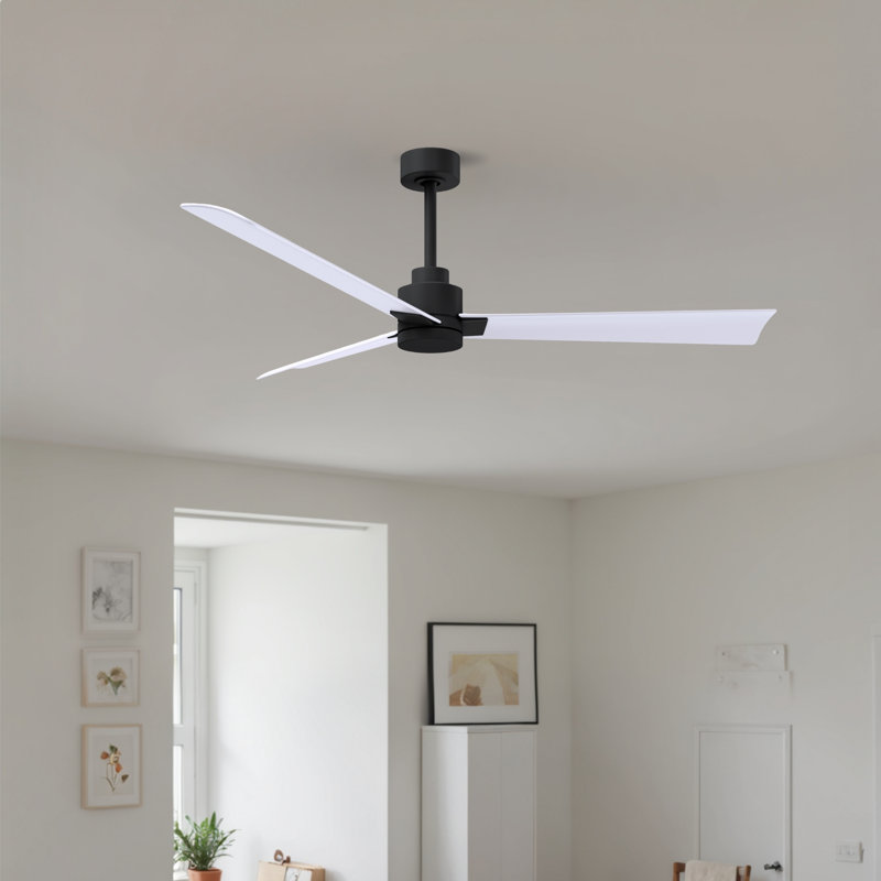 Ventilateur de plafond Alessandra, Blanc mat, Noir mat