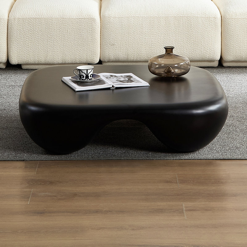 Table basse moderne en faux travertin texturé pour le salon / bureau, noir, Noir