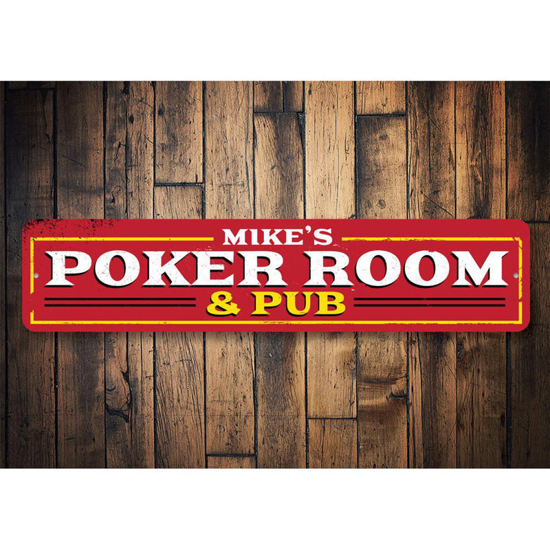 Enseigne de poker et pub en aluminium, H 4 po x l 18 po x P 0,04 po