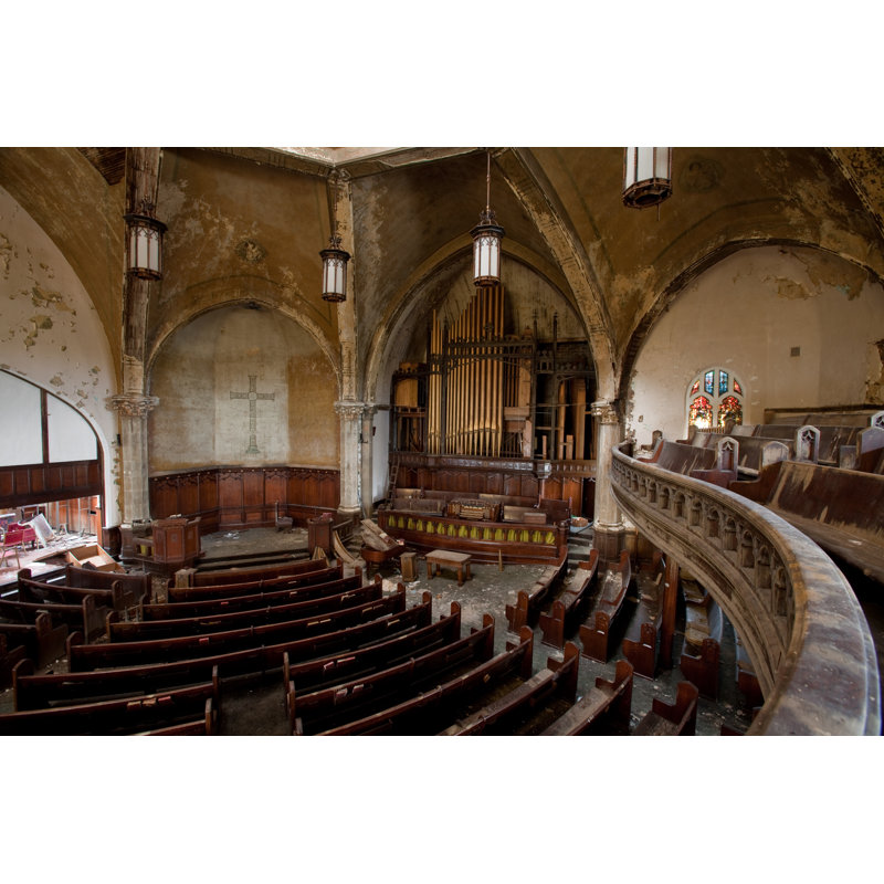 Sanctuary Of An Abandoned Church In Detroit, Michigan - Wrapped Canvas Print, 81cm H x 122cm W x 3.8cm D