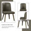 Chaises d'appoint grises (paire) - Revêtement en cuir synthétique, dossier haut, sans accoudoirs, siège d'une largeur de 21 po, capacité de 220 lb pour 2 fauteuils, hauteur du produit de 39 po et chêne