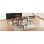 Ensemble de salle à manger 5 pièces Mid-Century moderne: table en bois d'hévéa et 4 chaises rembourrées, noyer et menthe