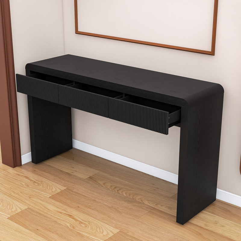 Console Table With 3 Drawers, Black