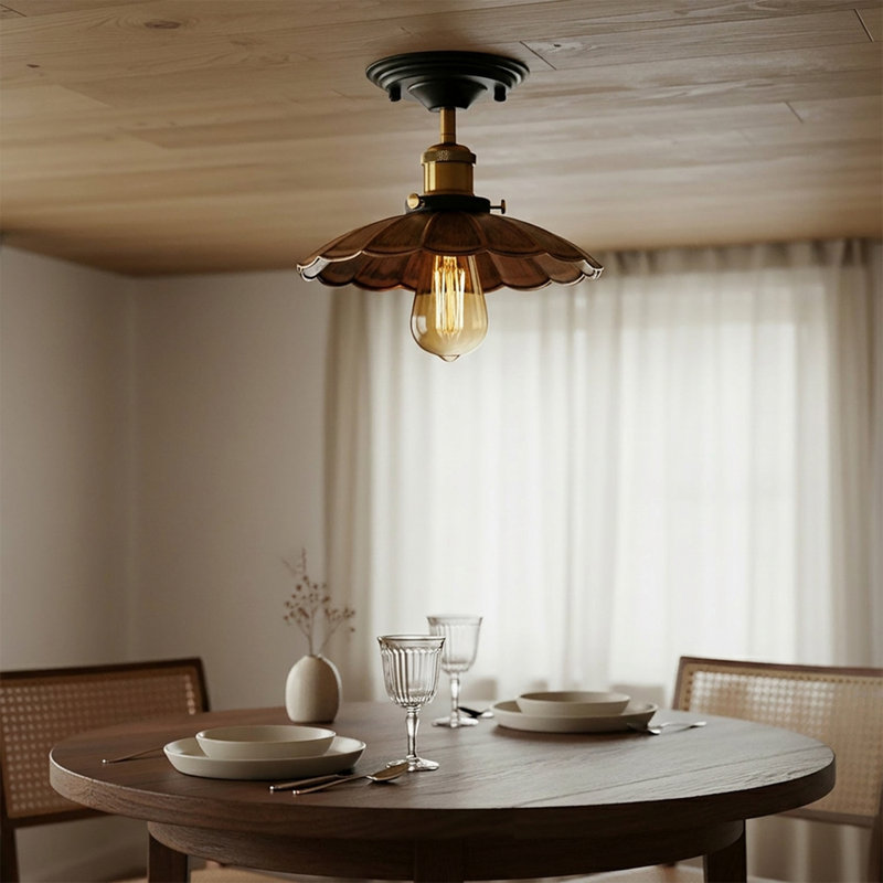 Kurth Semi Flush Mount, Brushed Copper