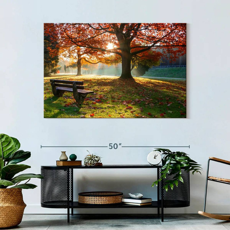 Harnek Park Bench In Autumn, 32" H x 48" W