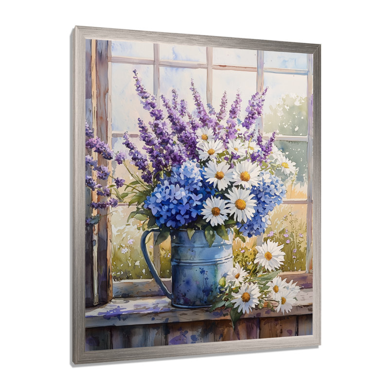 Champlin - art mural floral, Argent argent, H 44 po x l 34 po, Reproduction encadrée d'une seule photo