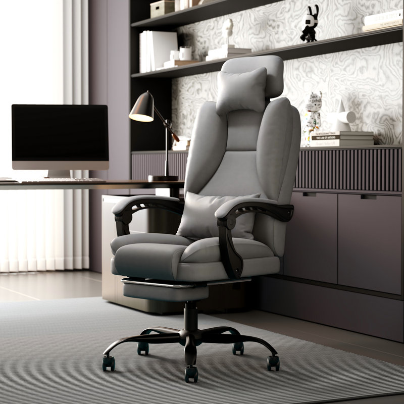 Chaise de bureau Eizimzvu avec repose-pieds, chaise de bureau ergonomique avec appui-tête réglable, chaise de bureau inclinable à haut dossier