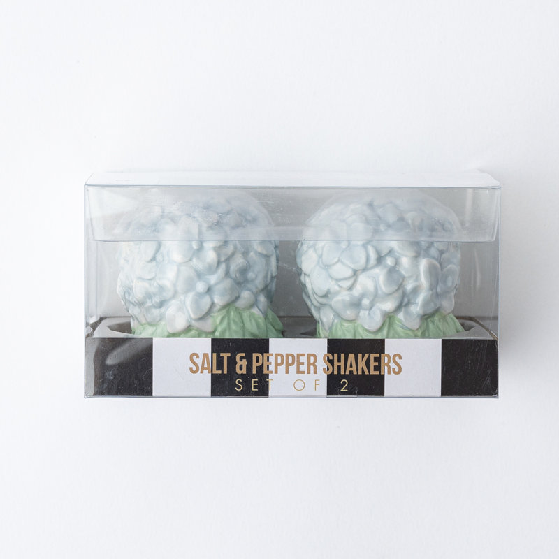 Coffret hydrangée salière et poivrière en boîte