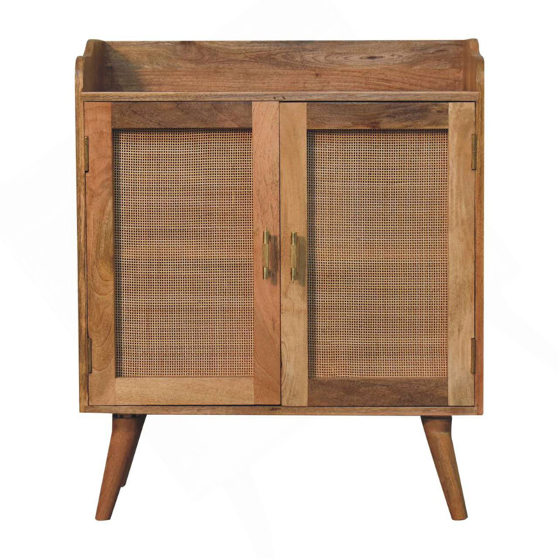 Wood Larissa T-Bar Raised Cabinet, 2 Shelves, Light Brown