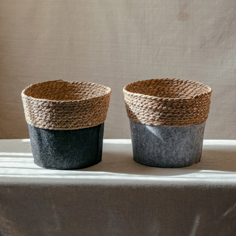 Gracie Oaks Decorative Basket, Dark Gray