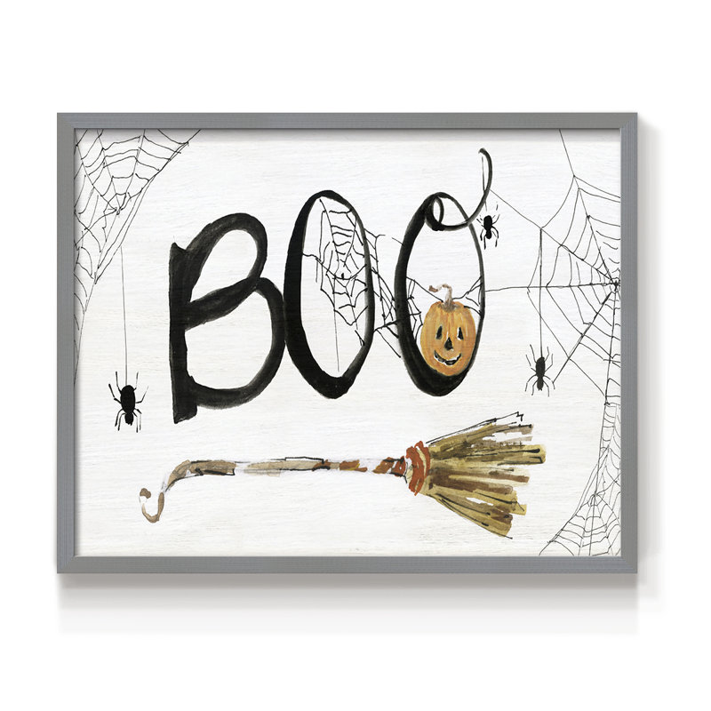 Boo - Imprimé encadré - Restickable, H 11 po x l 14 po, Gris