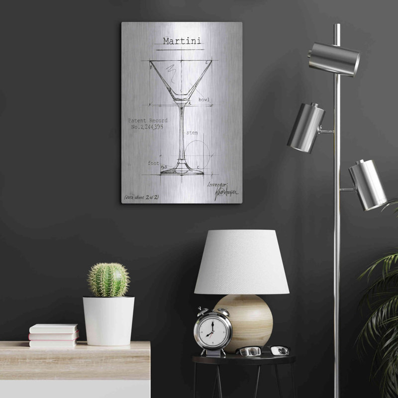Barware Blueprint V par Ethan Harper - impression sans cadre sur métal, L 16 po x H 24 po