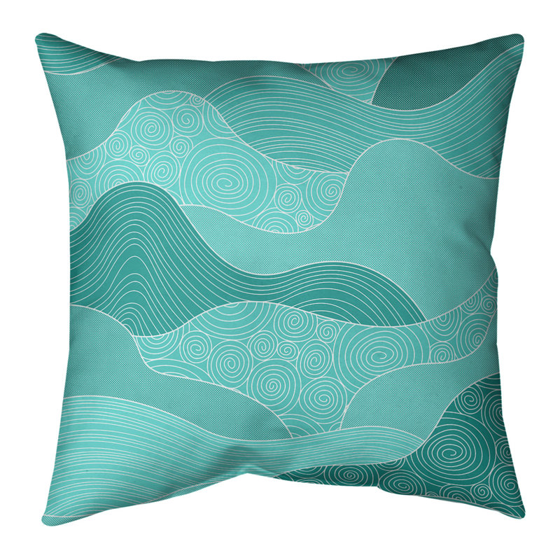 Housse et insert de coussin en daim Katelyn Elizabeth Waves, H 26 po x l 26 po, Bleu, Pas de bourre
