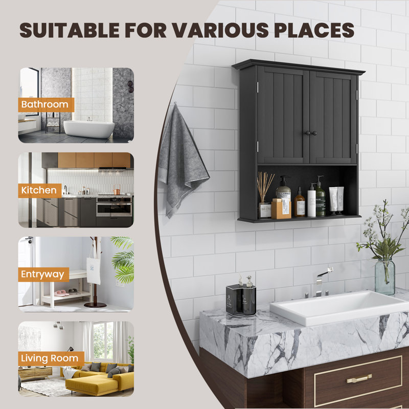 Bitner Wall Bathroom Storage Furniture Set, Black