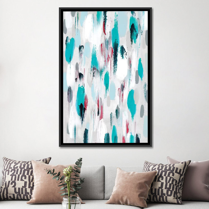« gouttes i », reproduction sur toile, H 26 po x l 18 po x P 1,5 po, Toile avec cadre noir, Blanc