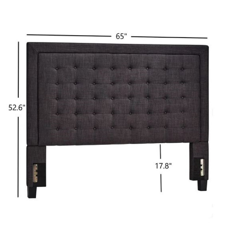 Tête de lit tapissier Kaster, Gris foncé, Grand