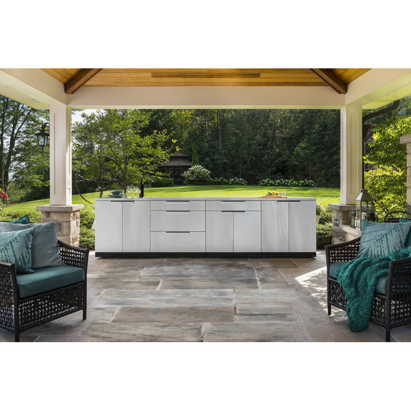 Ensemble de 2 armoires modulaires en acier inoxydable pour l'extérieur l 64 po x P 24 po x H 36,5 po, Non, Acier inoxydable